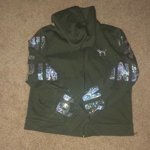 Pink sequin crop hoodie